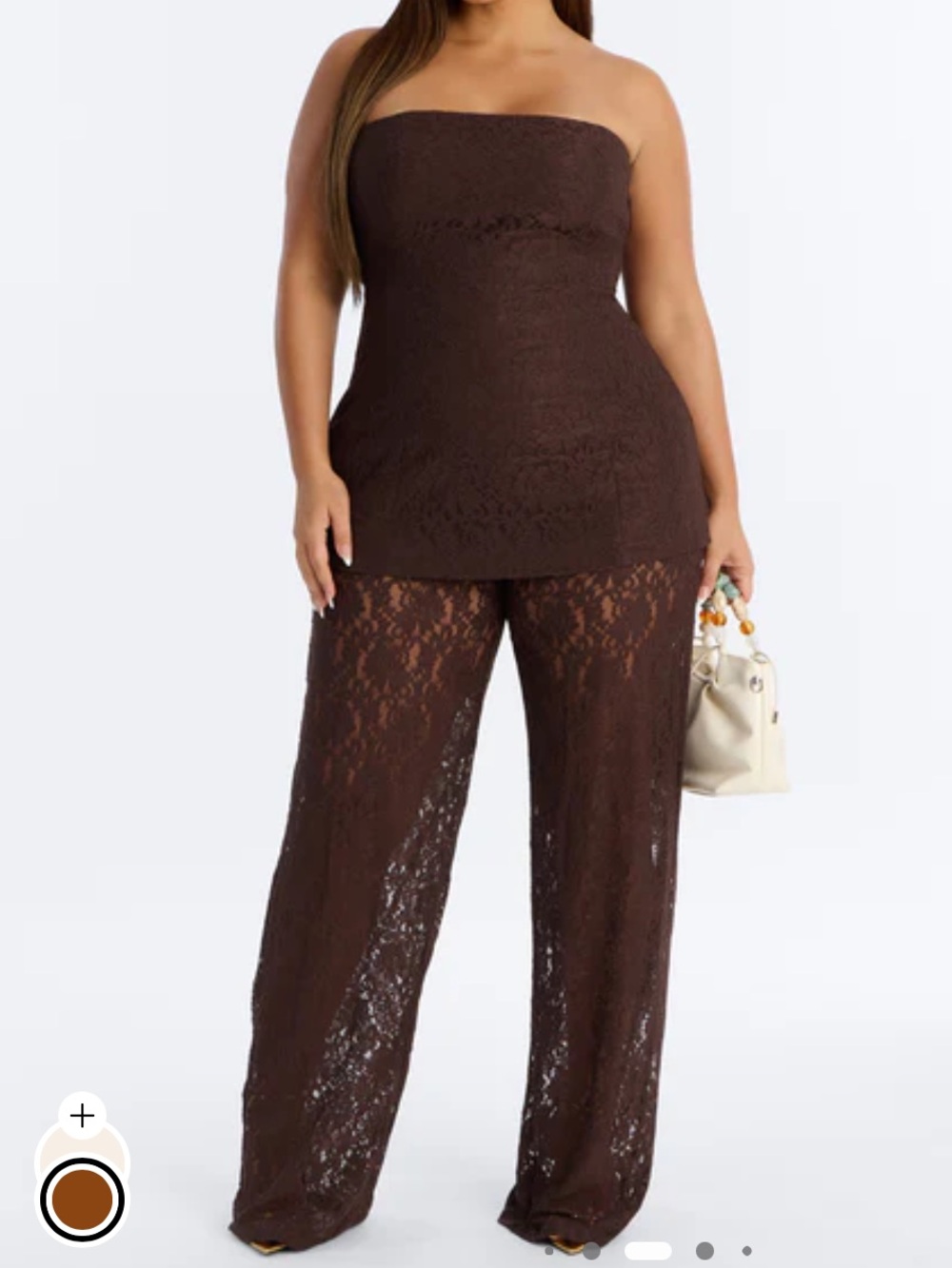 Strapless Brown Lace Jumpsuit